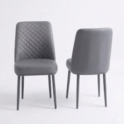 Home Luxe Interiors Set Of 4 Oxford Grey Pu Leather Dining Chairs With Slim Metal Legs - thumbnail 2