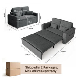 Bealife 2 Seater Sofa Bed Pull Out Sleeper Convertible Fabric Sofa Chair - thumbnail 5