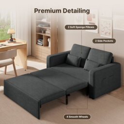 Bealife 2 Seater Sofa Bed Pull Out Sleeper Convertible Fabric Sofa Chair - thumbnail 4
