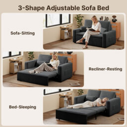 Bealife 2 Seater Sofa Bed Pull Out Sleeper Convertible Fabric Sofa Chair - thumbnail 7