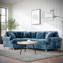 Alfie Navy Blue Left Hand Corner Sofa For Living Room - Fully Assembled By Roseland Furniture - thumbnail 2