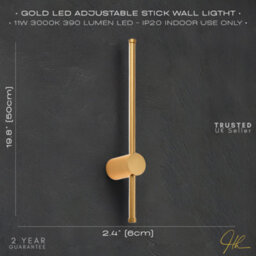 Happy Homewares Modern And Sleek Stick Style Ambient Led Wall Light Fitting In Plated Brush Gold - thumbnail 4