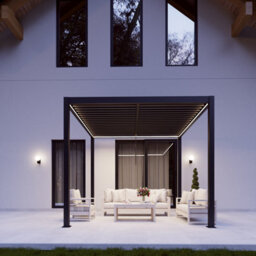 Celtic Leisure Skylux 3M X 3M Square Led Aluminium Pergola With 3 Privacy Pull Down Screens - thumbnail 8