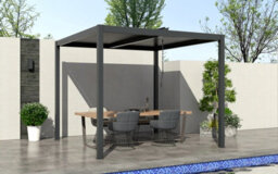 Celtic Leisure Skylux 3M X 3M Square Led Aluminium Pergola With 3 Privacy Pull Down Screens - thumbnail 2