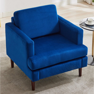 Living And Home Mid-Century Blue Fleece Fabric Single Sofa Armchair - image 1