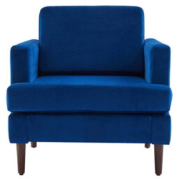 Living And Home Mid-Century Blue Fleece Fabric Single Sofa Armchair - thumbnail 2