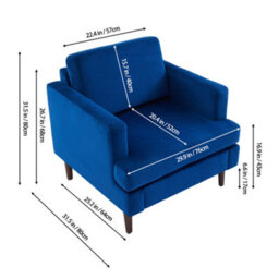 Living And Home Mid-Century Blue Fleece Fabric Single Sofa Armchair - thumbnail 5