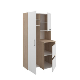 Parisot Stacked Utility Room Laundry Cabinet For Two Washing Machine Or Dryer With Cupboards And Storage Column - White Oak Effect - thumbnail 4