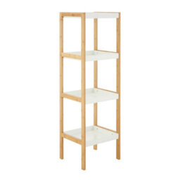 Premier Housewares Interiors By Premier Nostra Four Tiered White And Natural Shelf Unit - thumbnail 2
