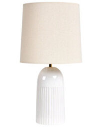 Beliani Off-White Textured Ceramic Table Lamp With Beige Linen Shade And Gold Accent, 50Cm - thumbnail 2