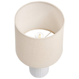 Beliani Off-White Textured Ceramic Table Lamp With Beige Linen Shade And Gold Accent, 50Cm - thumbnail 3
