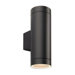Luminosa Lighting Luminosa Palin Xl Outdoor Up Down Wall Lamp Textured Black Paint & Clear Glass Ip44 - thumbnail 1