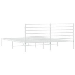 Berkfield Metal Bed Frame With Headboard White 180X200 Cm 6Ft Super King - thumbnail 8