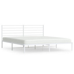 Berkfield Metal Bed Frame With Headboard White 180X200 Cm 6Ft Super King - thumbnail 2