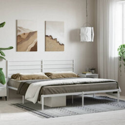 Berkfield Metal Bed Frame With Headboard White 180X200 Cm 6Ft Super King - thumbnail 3