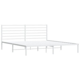 Berkfield Metal Bed Frame With Headboard White 180X200 Cm 6Ft Super King - thumbnail 5
