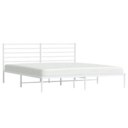 Berkfield Metal Bed Frame With Headboard White 180X200 Cm 6Ft Super King - thumbnail 4