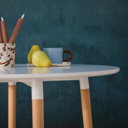 Sweeek - Scandinavian Round Dining Table Wood 2 Seats Hedvig White 80X80X73 Cm - thumbnail 4