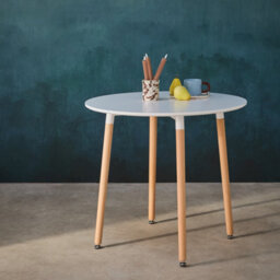 Sweeek - Scandinavian Round Dining Table Wood 2 Seats Hedvig White 80X80X73 Cm - thumbnail 3