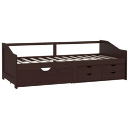Berkfield 3-Seater Day Bed With Drawers Dark Brown Solid Pinewood 90X200 Cm - thumbnail 3