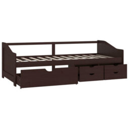 Berkfield 3-Seater Day Bed With Drawers Dark Brown Solid Pinewood 90X200 Cm - thumbnail 4