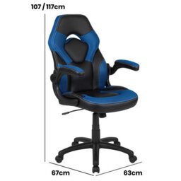 Fwstyle Black & Blue Faux Leather Racer Style Deluxe Gaming Chair - thumbnail 5