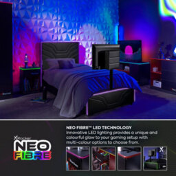 "X Rocker X-Rocker Oracle Rgb Tv Gaming Bed, Small Double 4Ft Upholstered Tv Bed With 40"" Tv Mount With 120X190Cm Mattress Included - Black" - thumbnail 8