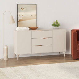 Decortie Jaden Console Sideboard 3 Drawers 2 Doors Sandstone Whiskey Oak 150 X 40 X 81.2 Cm - thumbnail 1
