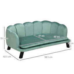 Pawhut Dog Sofa, Pet Couch Bed For Medium, Large Dogs W/ Legs, Cushion - Green - thumbnail 3
