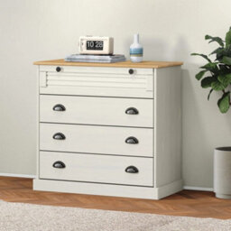 Berkfield Chest Of Drawers Vigo White 80X40X76 Cm Solid Wood Pine - thumbnail 1