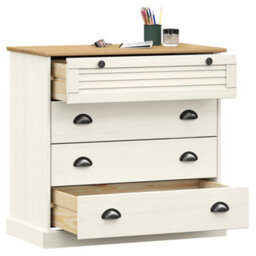 Berkfield Chest Of Drawers Vigo White 80X40X76 Cm Solid Wood Pine - thumbnail 3