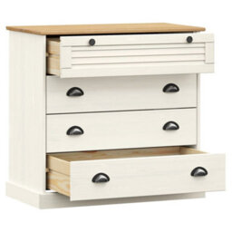 Berkfield Chest Of Drawers Vigo White 80X40X76 Cm Solid Wood Pine - thumbnail 5