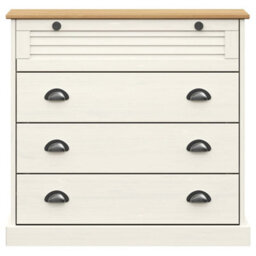Berkfield Chest Of Drawers Vigo White 80X40X76 Cm Solid Wood Pine - thumbnail 4