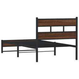 Berkfield Metal Bed Frame Without Mattress Brown Oak 100X200 Cm - thumbnail 6