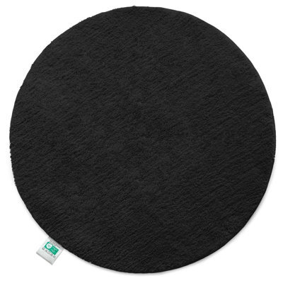 Floordirekt Sky Round Microfibre Bath Mat Soft 30mm Pile Non Slip Washable Bathroom Rug Black 95 X 95 X 3 Cm - image 1