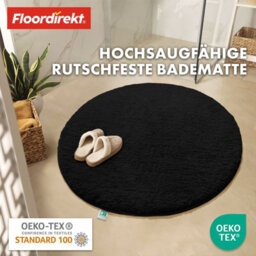Floordirekt Sky Round Microfibre Bath Mat Soft 30mm Pile Non Slip Washable Bathroom Rug Black 95 X 95 X 3 Cm - thumbnail 3
