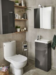 GoodHome Imandra Gloss Anthracite Single Freestanding Bathroom Cloakroom Unit (H) 790mm (W) 43.6mm - thumbnail 9