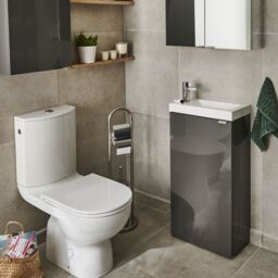 GoodHome Imandra Gloss Anthracite Single Freestanding Bathroom Cloakroom Unit (H) 790mm (W) 43.6mm - thumbnail 2