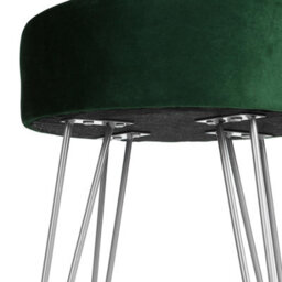 Harbour Housewares Velvet Footstool - Round Modern Dressing Table Footstool Vanity Seat Chairs - 40 X 35Cm - Green/silver - thumbnail 5