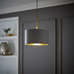 Valuelights Reni Grey & Gold Inner Drum Ceiling Lamp Shade And Bulb (D)25Cm - thumbnail 5