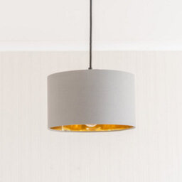 Valuelights Reni Grey & Gold Inner Drum Ceiling Lamp Shade And Bulb (D)25Cm - thumbnail 3