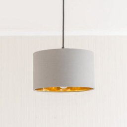 Valuelights Reni Grey & Gold Inner Drum Ceiling Lamp Shade And Bulb (D)25Cm - thumbnail 2