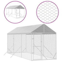 Vidaxl Outdoor Dog Kennel With Roof Silver 2X6X2.5 M Galvanised Steel - thumbnail 2