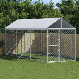 Vidaxl Outdoor Dog Kennel With Roof Silver 2X6X2.5 M Galvanised Steel