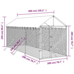 Vidaxl Outdoor Dog Kennel With Roof Silver 2X6X2.5 M Galvanised Steel - thumbnail 4