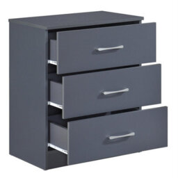 Modern Dark Grey Chest Of 3 Drawers Bedroom Furniture Storage Bedside Cabinet - thumbnail 4