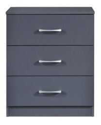 Modern Dark Grey Chest Of 3 Drawers Bedroom Furniture Storage Bedside Cabinet - thumbnail 2