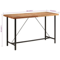 Vidaxl Bar Table 180X70X107 Cm Solid Wood Acacia And Iron - thumbnail 7