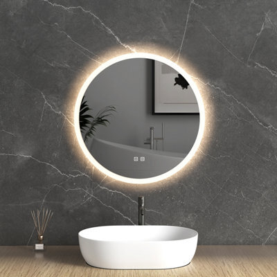 Durovin Bathrooms Wall Mounted Illuminated Led Bathroom Round Mirror Touch Sensitive Switch And Anti Fog 500 X 500mm - image 1