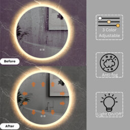 Durovin Bathrooms Wall Mounted Illuminated Led Bathroom Round Mirror Touch Sensitive Switch And Anti Fog 500 X 500mm - thumbnail 3